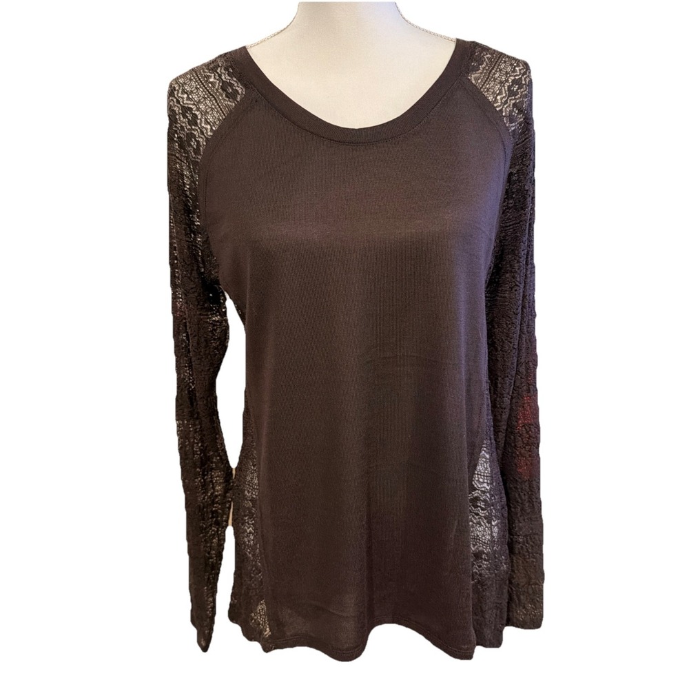 Roper Western Peasant Hippie‎ Boho Blouse Lace Sides Sleeves Sheer Size L NWT